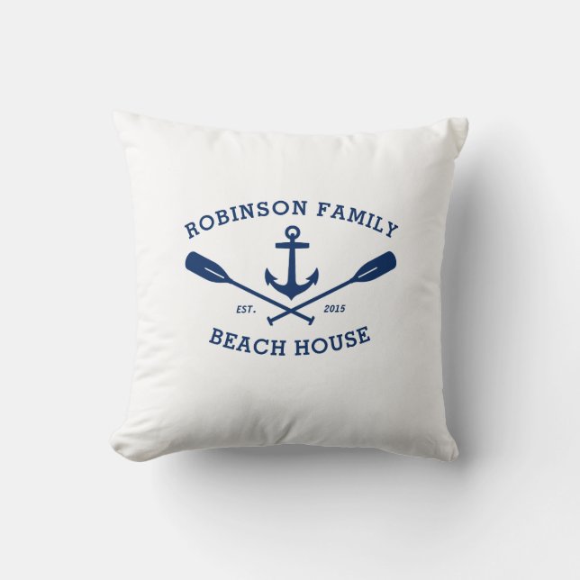 Coussin Nom de famille Beach House Bateau Ancre Voitures t (Recto)