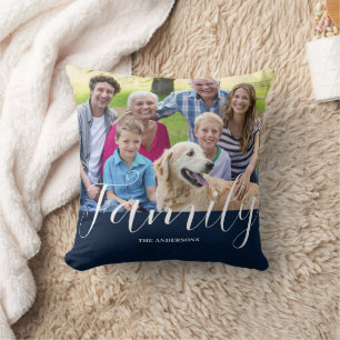 Coussin Nom de famille bleu moderne