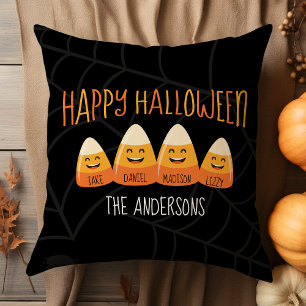Coussin Nom de famille de bonbon de maïs Halloween personn