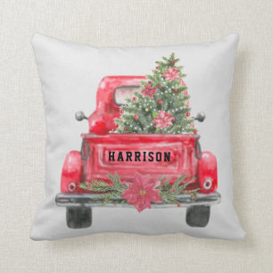 Coussin Nom de famille du Camion Rouge russe Pin de Noël
