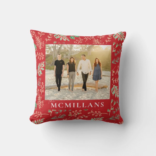 Coussin Nom de famille élégant Motif de vacances Noël (Recto)