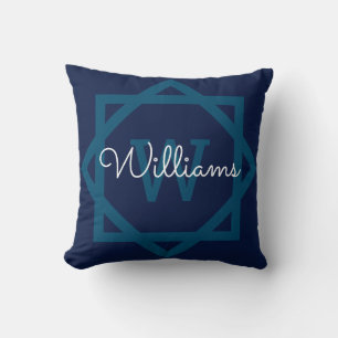 Coussin Nom de famille en monogramme de style script