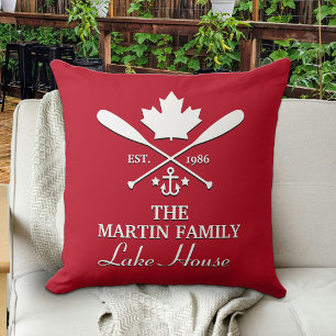 Coussin Nom de famille   Érable Canadien Personnalisé