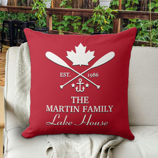Coussin Nom de famille | Érable Canadien Personnalisé