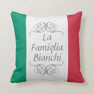 Coussin Nom de famille italien de drapeau de Famiglia de