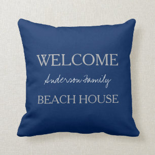 Coussin Nom de famille moderne de maison de plage