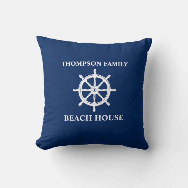 Coussin Nom de famille Navires nautiques Roue Helm Marine  (Recto)