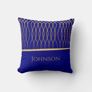 Coussin Nom de famille Navy Gold Art Déco