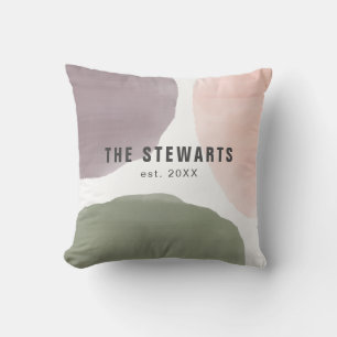 Coussin Nom de famille personnalisé Cercles d'aquarelle mo