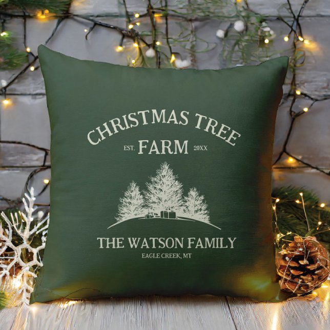 Coussin Nom de famille personnalisé Christmas Tree Farm Re (Créateur téléchargé)