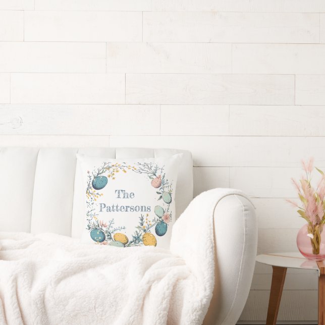 Coussin Nom de famille personnalisé Fleur OE Fleur Wreath  (Canapé)