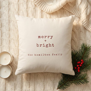 Coussin Nom de famille personnalisé Joyeux + Brillant Noël
