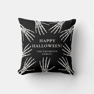 Coussin Nom de famille Skeleton Hands Joyeux Halloween Noi