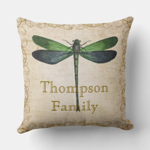 Coussin Nom de famille Style romain rustique Libellule vin