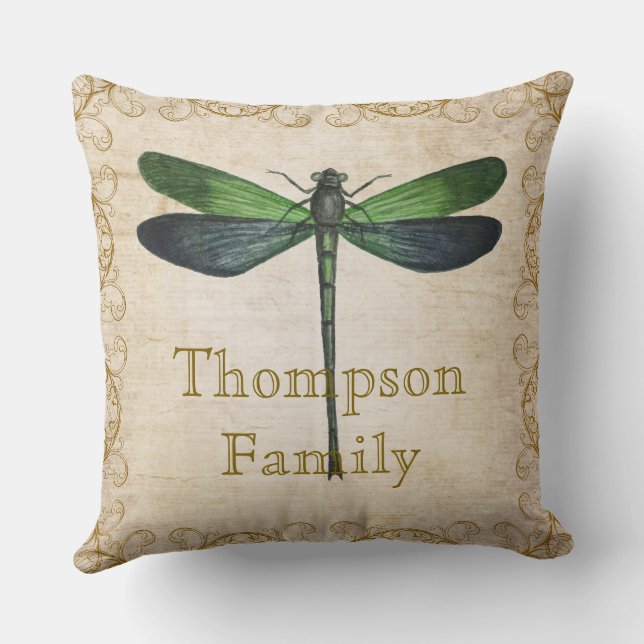 Coussin Nom de famille Style romain rustique Libellule vin (Verso)