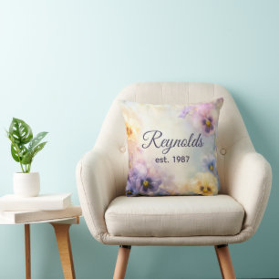 Coussin Nom de famille sur Abstrait de Pensées rêveur