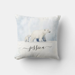 Coussin Nom de la famille de l'ours polaire arctique