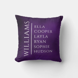 Coussin NOM DE LA FAMILLE NOMS DES ENFANTS Enfants Violet