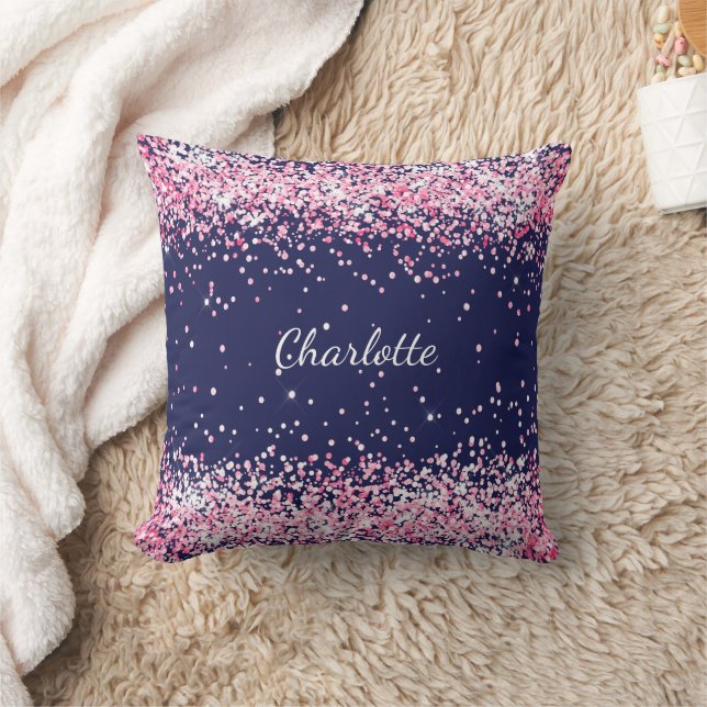 Coussin Nom de la fille bleu rose marine (Couverture)