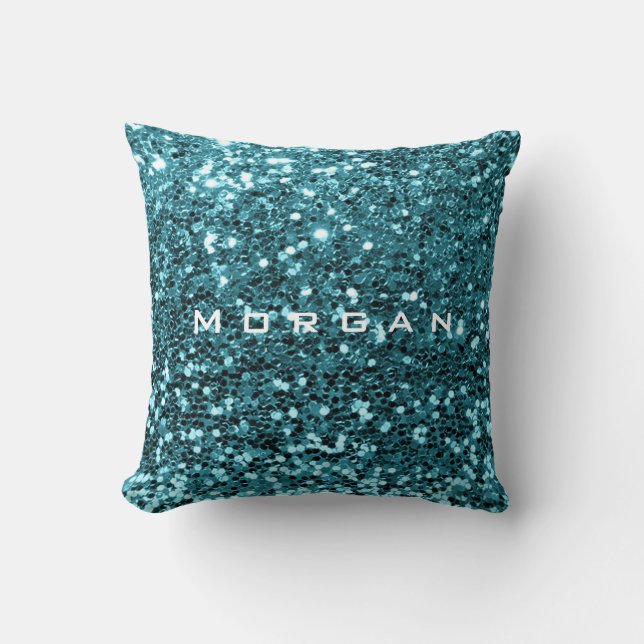Coussin Nom de la parties scintillant Séquin Mode Bleu Tur (Recto)
