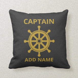 Coussin Nom de l'ajout de la roue de navire Gold Captain