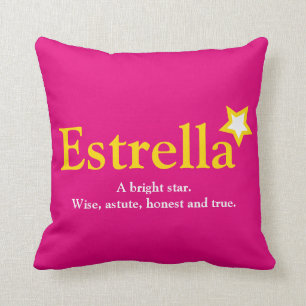 Coussin Nom de l'Estrella signifiant étoile rose clair jau