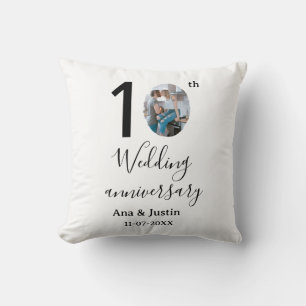 Coussin nom de photo d'anniversaire de mariage 10 ans lett