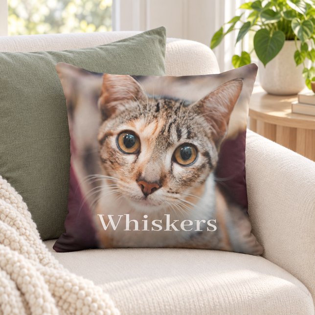 Coussin Nom de photo de chat de souvenir (Créateur téléchargé)