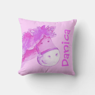 Coussin Nom de poney et naissance nouveau-né cadeau pale v