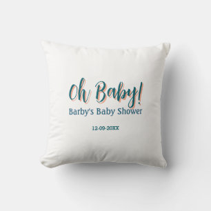 Coussin Nom de shower bébé simple bleu gras oh bébé bébé 