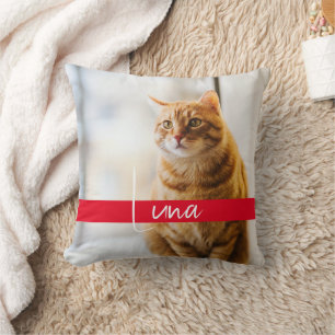 Coussin Nom de texte blanc moderne Cat Memorial