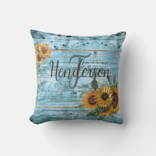 Coussin Nom de tournesol jaune rustique