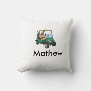 Coussin Nom de voiture de golf verte cadeaux de sport pour
