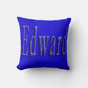 Coussin Nom D'Edouard Logo Sur La Mosaïque Bleue,