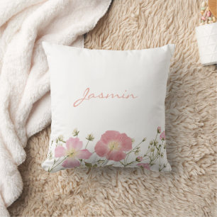 Coussin Nom des Fleurs sauvages Whimsical Blush Rose