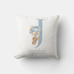 Coussin Nom du ballon bleu Teddy Bear