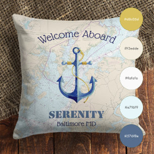 Coussin Nom du bateau ⚓️ Bienvenue à bord de la baie Chesa