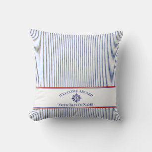 Coussin Nom du bateau Boussole Rose Nautilus Ancre