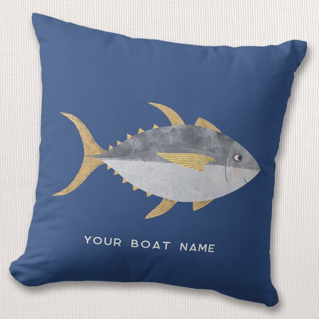 Coussin Nom du bateau de pêche au thon (Créateur téléchargé)