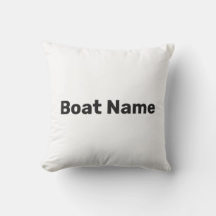 Coussin Nom du bateau Modèle de texte blanc et noir