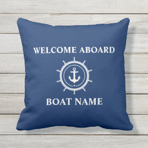 Coussin Nom du bateau nautique Ancre Corde d'accueil Helm
