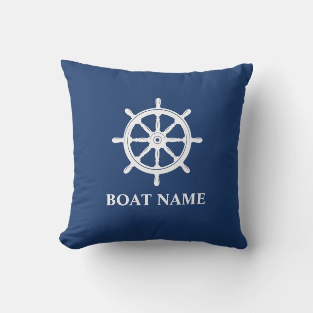 Coussin Nom du bateau Navires nautiques Roue Helm Marine B (Recto)
