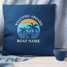Nom du bateau Sun Palm Trees Bienvenue à bord Bleu