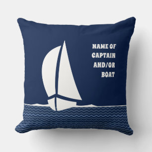 Coussin Nom du capitaine et/ou du bateau (personnalisable)