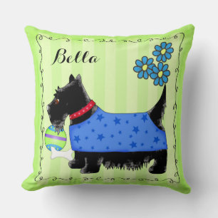 Coussin Nom du chien de Terrier écossais noir Vert personn