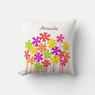 Coussin Nom du dessin de fleur simple rose jaune orange
