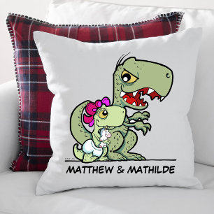 Coussin Nom du dinosaure T-Rex de la petite soeur mignonne