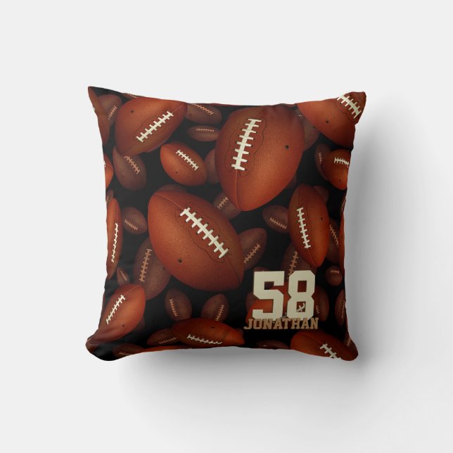 Coussin Nom du garçon et numéro de maillot de football (Recto)