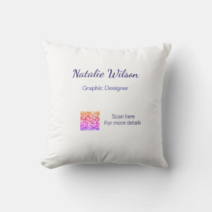 Coussin nom du graphiste scannez les détails du code QR pr