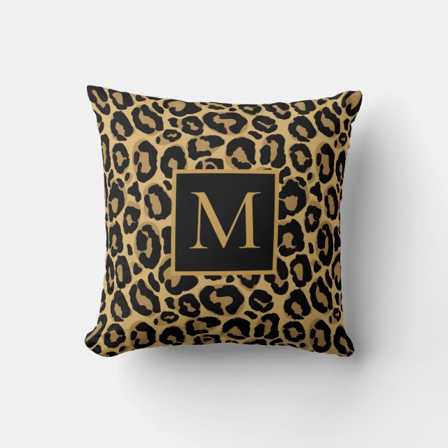 Coussin Nom du joli monogramme de léopard (Recto)